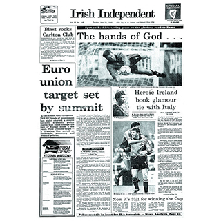 Framed Front Page - Italia 90 (Ireland vs Romania) image